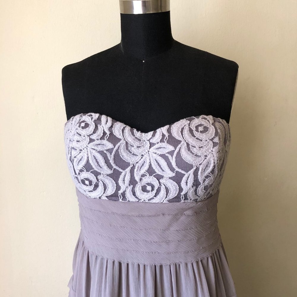 BCBGeneration Strapless Tiered Lace Maxi Gown NWOT